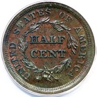1855 C-1 Anacs Ms62 Bn Braided Hair Half Cent Copper Coin 1 2c