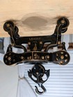 Antique Leader Wood Beam Hay Trolley Pulley Swivel Cast Iron Farm Tool Amish