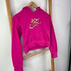 Nike Hoodie Sweatshirt Girls Large Pink Leopard Swoosh Cropped Pullover Outdoor