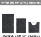 Bathroom Rugs Set Non Slip 3 Piece Bath Mat Washable Chenille Charcoal Grey
