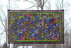 34  X 20  Tiffany Style Stained Glass Window Panel Butterfly Flower  Hf314