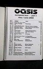Oasis  Tour Itinerary Book  Rkid 002 World Tour 2000  Europe Part 1  May-june