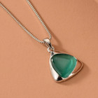 Women Necklace Dangle Earrings Sets Green Gemstone Pendant Jewelry Silver Chain