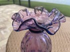Fenton Mulberry Overlay Diamond Optic 8 Inch Melon Vase  Great Color  No Damage 