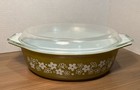 Vintage Pyrex 045 Crazy Daisy Spring Blossom Green Casserole Dish W  Lid 2 5l