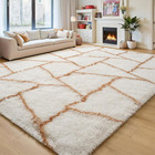 Fluffy Area Rugs For Living Room Bedroom  Modern Geometric 4x6 Feet White Rug  S