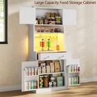 71 Tall Kitchen Pantry Storage Cabinet W Power Outlet   Led Light Freestanding