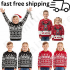 Christmas Jumpers Family Matching Reindeer Knit Unisex Sweaters Kids Adults Gift