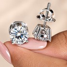 1 Ct Round Lab Created Grown Diamond Earrings 14k White Gold E vvs Basket Screw