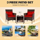 All Weather 3pc Outdoor Balcony patio Bistro Set Rattan Wicker Brown red