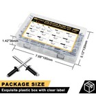 530pcs Black Pop Rivets Assortment Kit  Sae Aluminum Assorted Blind Rivet Set