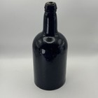 Circa 1860 Antique Squat Black Glass Beer Ale Bottle Blown Wood Mold Applied Top