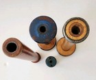 Wooden Metal Spools Lot Of 4 Industrial Textile Vintage Sewing Bowen Hunter