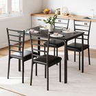 5 Piece Dining Table Set Wood Tabletop   4 Chairs Home Breakfast Furniture