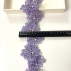 2 Yards 3d Pearl Beads Flower Lace Trim Ribbon Floral Applique Embroidered Lace