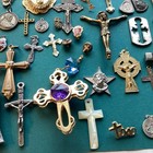 Religious Catholic Mixed Lot Of Crucifix   s Necklaces Medals Etc  75  - Piece Lot