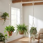 3 Pcs Adjustable Macrame Plant Hanger Extenders With Wooden Ring Handmade