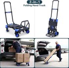 2-in-1 Folding Hand Truck Dolly Cart With Folding Basket 330lbs Capacity Foldabl