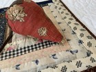 Large Strawberry Pin Cushion  Antique Fabric  Made By Sarah Havener Artist