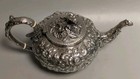 Antique 1905 Kirk   Sons Flower Floral Sterling Silver Repousse Teapot