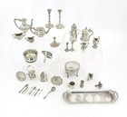 Lot Of Sterling Silver Miniatures  Tea Set  Candleholders  Platters  Bowls 318g 