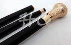 Nautical Vintage Style Designer Brass Handle Black Wooden Walking Stick Cane New