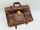 Antique Physician Leather Satchel Pilots Document Portfolio Doctors Medical Case