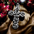 925 Sterling Silver Cross With Roses Pendant  Chain Sold Separately 1267