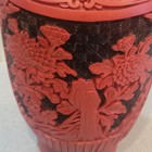 Chinese Red Cinnabar Fine Hand Carved  Lacquer Vase Enamel Floral 9 