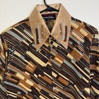 Hobby Horse Western Show Shirt Womens Large Brown Tan Full Zip Riding Rhinestone
