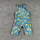 Vtg 70s Health-tex Overalls Toddler 18m Blue Corduroy Novelty School Print Usa