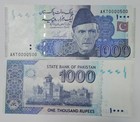 2024 Pakistan 1000 Rupees Low Serial Fancy Number Akt0000500 P 50 Unc Banknote