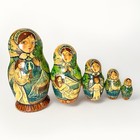 Matryoshka Nesting Dolls 5 Signed Madonna Xmas Nativity Green 7   