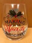 Christmas Stemless Wine Glass Tumbler Making Spirits Bright  17 Oz  W  Box New