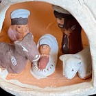 Vintage Peruvian Clay Mushroom Nativity Scene Folk Art Christmas Creche Pottery
