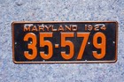 1924 Maryland License Plate - Original Paint