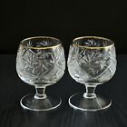 5oz Russian Cut Vintage Crystal Glasses Brandy Snifters With Gold Rim  set Of 2 