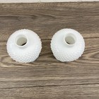 Set Of 2 Vintage Milk Glass Hobnail Hurricane Lamp Shade Replacement Globe 1 5 