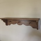 Vintage Wall Hanging Oak Wood Shelf Three Spot Coat Hanger Farmhouse Cottage 32   