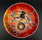 Vintage Waterhole Dreaming Hand-painted Kangaroo Aboriginal Bowl Signed S  Clark