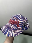 Vintage Bud Bowl Snapback Zubaz Hat Red White Blue Made In Usa