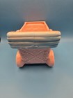 Vintage Ceramic Baby Carriage Planter     Pink Pastel Nursery Decor    made In Japan