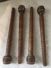 Lot Of 4 Antique 8 5  Wood Bobbins  Spools  Textile Mill Spindles  Great Shape