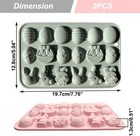 2 Pack Easter Chocolate Mold 18 Cavity Easter Egg Rabbit Bunny Face Basket Shape