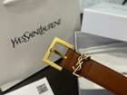 Saint Laurent Classic Letter Logo Cowhide Belt