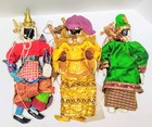3 Burmese Marionette String Puppet Wooden Handmade Traditional Costume Folk Art