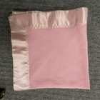 Thermal Baby Blanket Waffle Weave Satin Trim Edge Pink Lovey Security Blankie