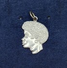 1 Rare Vintage 925 Sterling Silver African American Mans Head Silhouette Charm