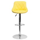 Contemporary Yellow Vinyl Bucket Seat Adjustable Height Barstool With   