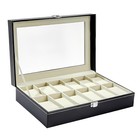 12 Slots Pu Leather Wrist Watch Display Box Storage Holder Organizer Case Us